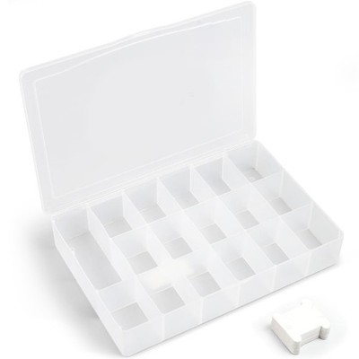Sewing Organizer Box with Bobbins, 17 Compartment Thread Storage, Clear