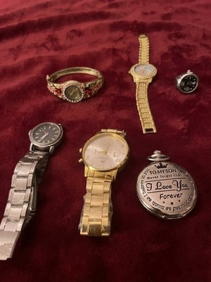Uhren Konvolut 6-teilig: Armbanduhren & Taschenuhr, Quarz, voll funktionsfähig