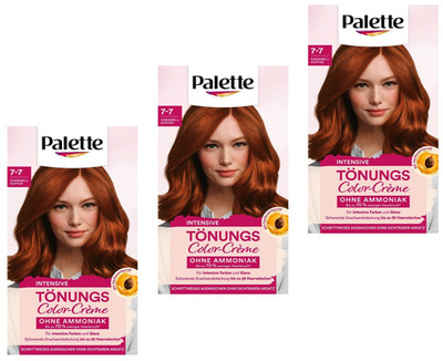 3x Palette Intensive Tönungs Color-Creme 7-7 Karamel Kupfer ohne Ammoniak 115ml