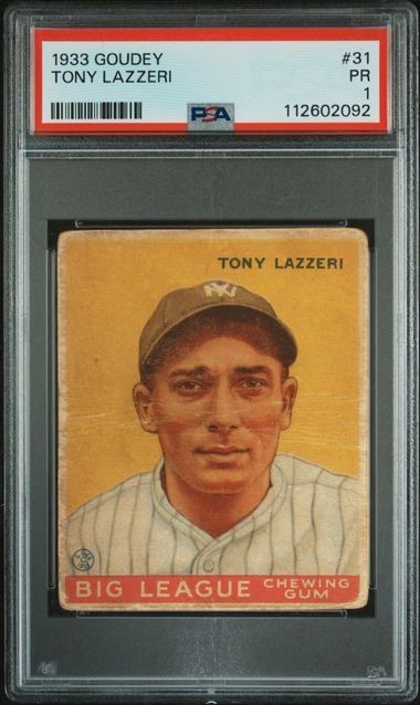 1933 Goudey #31 Tony Lazzeri - PSA 1 - Yankees Murder's Row Legend ICONIC SET