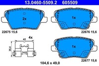 Bremsbelagsatz Scheibenbremse Hinten Ate 130460 55092 FÜR Hyundai KIA Belagsatz
