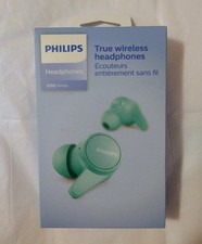 New NIB Philips T1207 True Wireless Headphones Earbuds Teal Mint Green Bluetooth