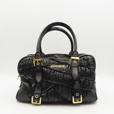 Burberry Black Lambskin Square Tote with Belt Detail Unisex