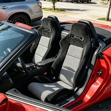 Universal Racing Seats Sliders Reclinable Bucket Seat Suede Black White Plaid 2x Universal Racing Seats Sliders Reclinable Bucket Seat Suede Black White Plaid 2x
