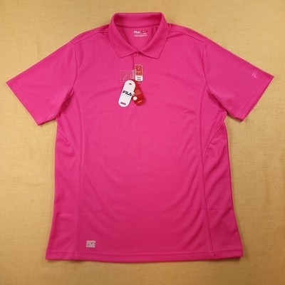 FILA Golf Men's Large Athletic 3-Button Short Sleeve Polo Shirt Pink NWT