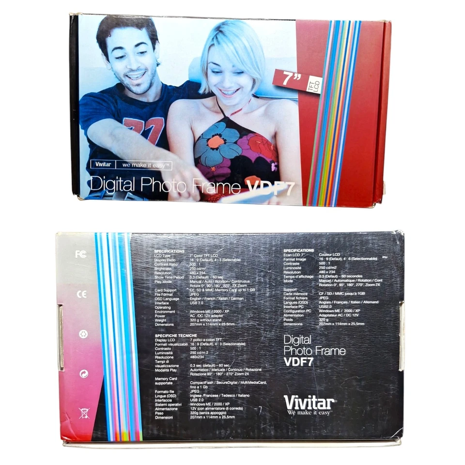 VIVITAR 7" Inch LCD Digital Photo Frame VDF7, Used, Tested, Complete In Box - Image 2 of 4