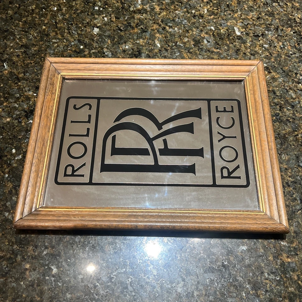 Vintage Rolls-Royce Logotipo Espelho Anúncio em Moldura de Madeira 11x14 - Imagem 2 de 4