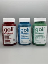 {K} 3-Pack Goli Zero Sugar Apple Cider Vinegar Ashwagandha & Pre + Post Prob