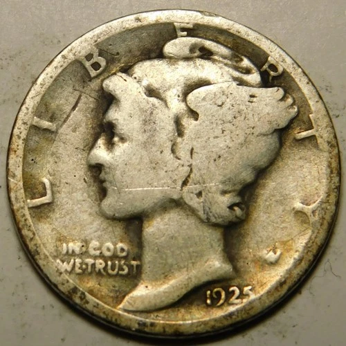 1925 P Mercury Dime 90% Silver AG-G  "Actual Coin Pictured- Not Cleaned"