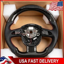 For Audi A4 2008 True Carbon Fiber Flat Customized Sport Led Steering Wheel