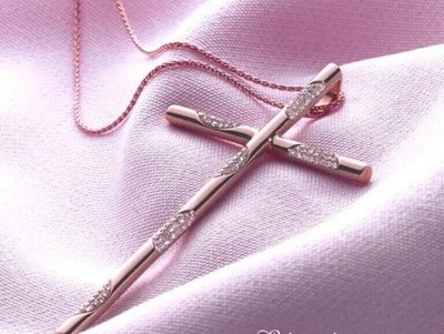 2Ct Round Lab-Created Diamond Cross Pendant 14K Rose Gold Plated
