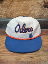 Vintage Edmonton Oilers Script Spellout Rope Snapback Hat Cap College Classics