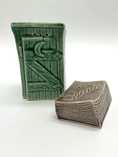 Vintage 1940s Unbranded Out House and Sears Catalog salt and pepper shakers