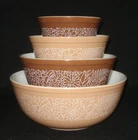 PYREX - 4 pc. Brown & Tan WOODLAND Mixing, Nesting Bowl Set