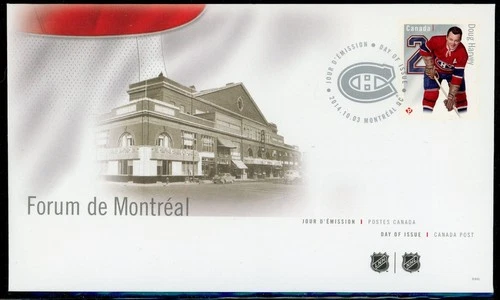 CANADA 2014 ORIGINAL SIX FORUM DE MONTREAL DOUG HARVEY FIRST DAY COVER !! M06