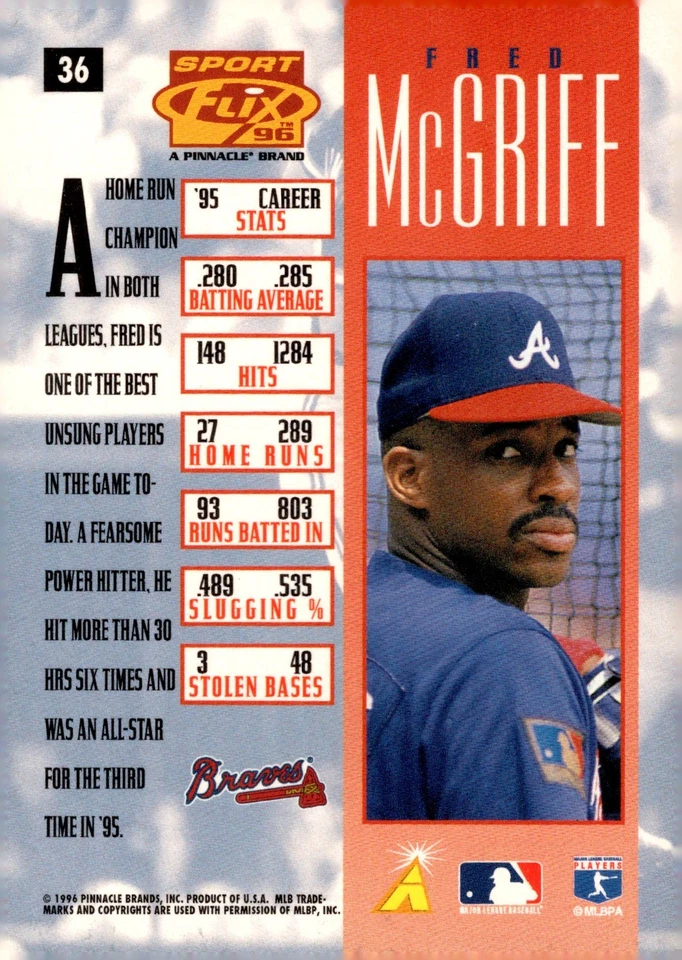 1996 Sportflix - Fred McGriff #36 - Image 2 of 2