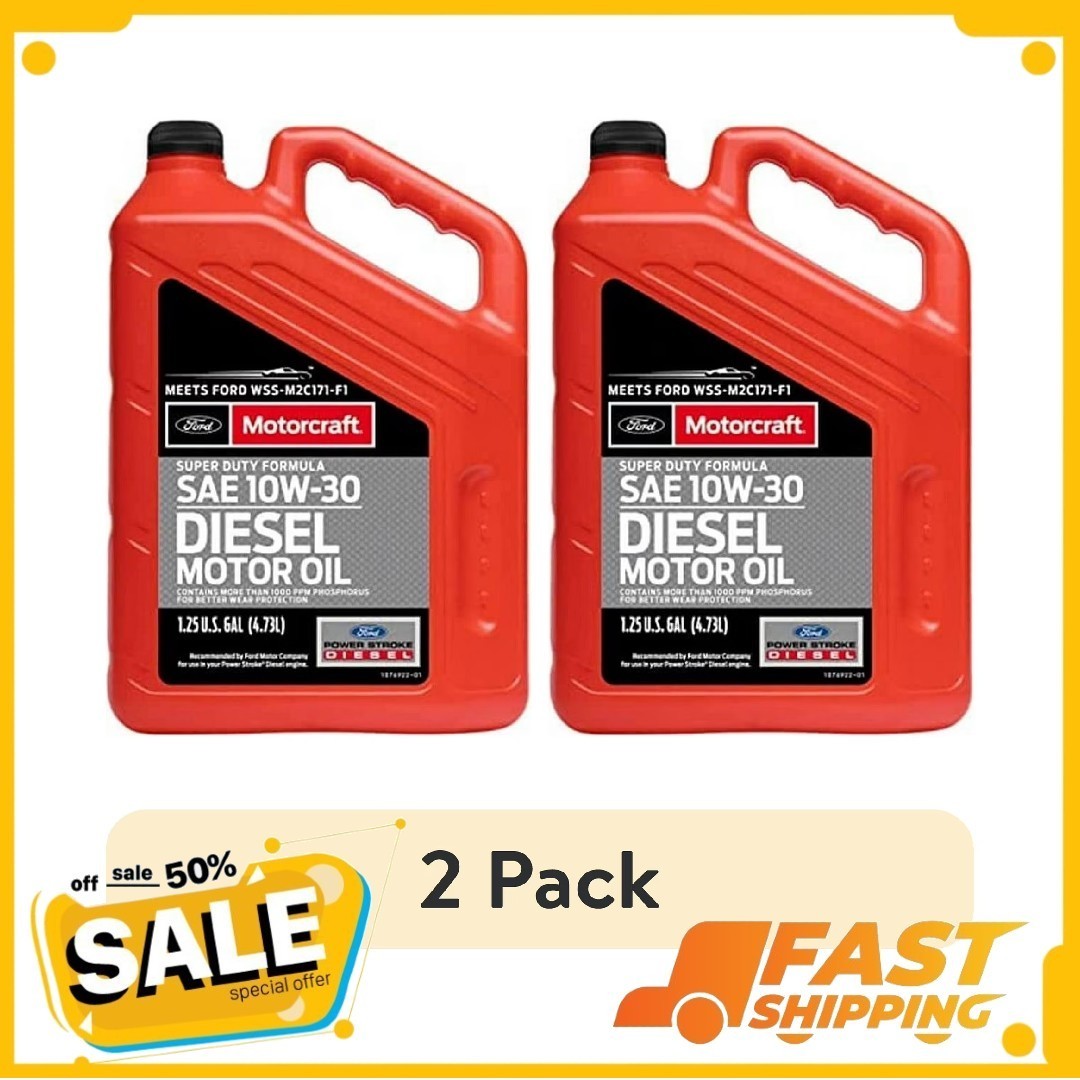 (2 pack) Motorcraft Super Duty Diesel Motor Oil, 10W-30 - 5 quart jug