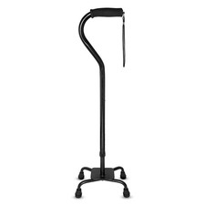 RMS Quad Cane - Adjustable Walking with 4-Pronged Base for Extra Black