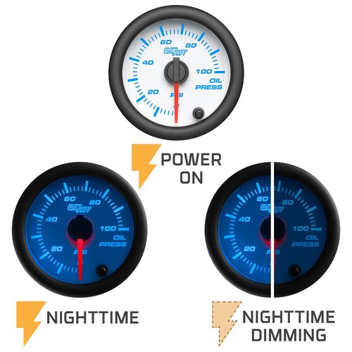 GlowShift 85mm White 7 Color 6-Gauge Cluster Dashboard Instrument Panel Set - Picture 7 of 7