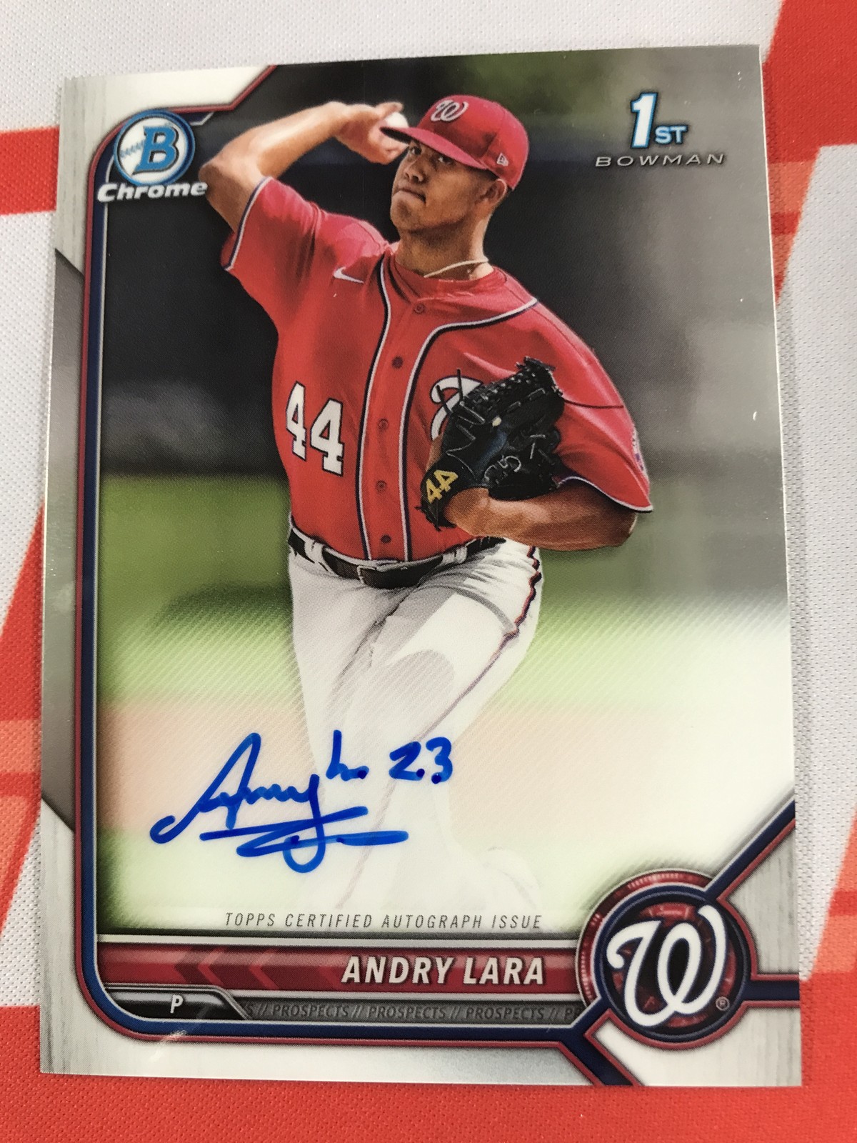 2022 Bowman #CPA-AL Andry Lara Chrome Prospects Autographs Washington Nationals