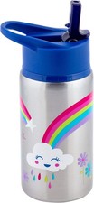 Stephen Joseph Stainless Steel Water Bottles, 18 OZ, Straw lid, RAINBOW