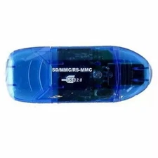 General Brand Universal HFCR35B MMC, SD, RS-MMC Card Reader USB 2.0 - Blue