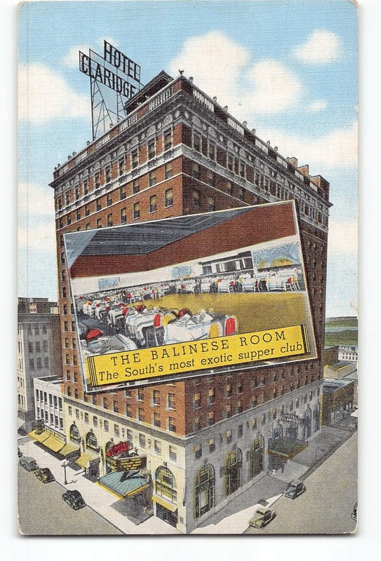 Memphis Tennessee TN Postcard 1930-1945 Hotel Claridge The Balinese Room