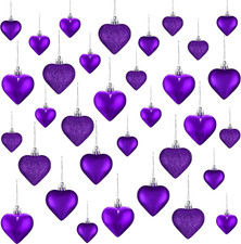 30 Pieces Christmas Heart Ornaments, Heart Shaped Decorations Tree Hanging Baubl