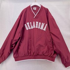 EUC Men  s Oklahoma Sooners Pullover Windbreaker Jacket Red Oak Sportswear XL