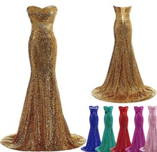 NEW Evening Formal Party Ball Gown Prom Bridesmaid Fishtail Sequin Dress LLY031