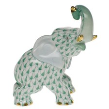 Herend Elephant Figurine, Green Fishnet with ...