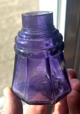 NICE AMETHYST 10 SIDED UMBRELLA MUCILAGE BOTTLE THREADED TOP 1910'S ERA DUG L@@K