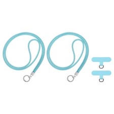2Pcs Phone Chain Crossbody Lanyard Water Diamond Phone Strap with Tether Blue