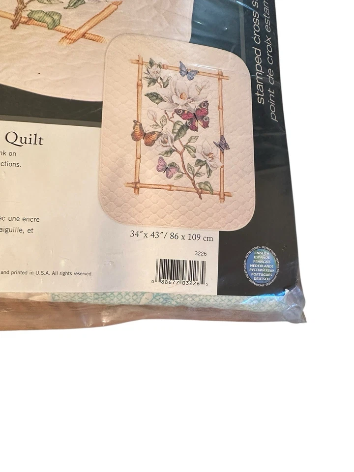 Dimensions Magnolias & Butterflies Quilt Stamped Cross-Stitch Kit Vintage - Image 4 of 4