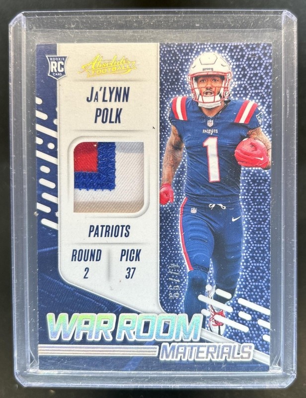 2024 Panini Absolute Ja Lynn Polk War Room Materials RC Patch Gold #/99 Patriots
