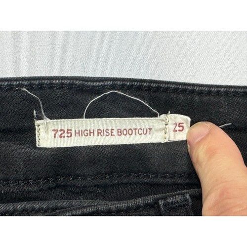 Levi's 725 Women's High Rise Bootcut Black Denim Jeans - Size 25x28.5 *READ* - Picture 4 of 7