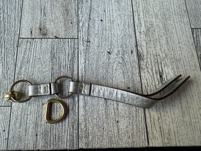 Coach Replacement Gold Tone Silver Patent Leather Zipper Pull With D Ring
