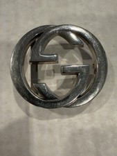 Gucci GG Belt Buckle Silver Tone Interlocking G Logo Metal Designer Buckle
