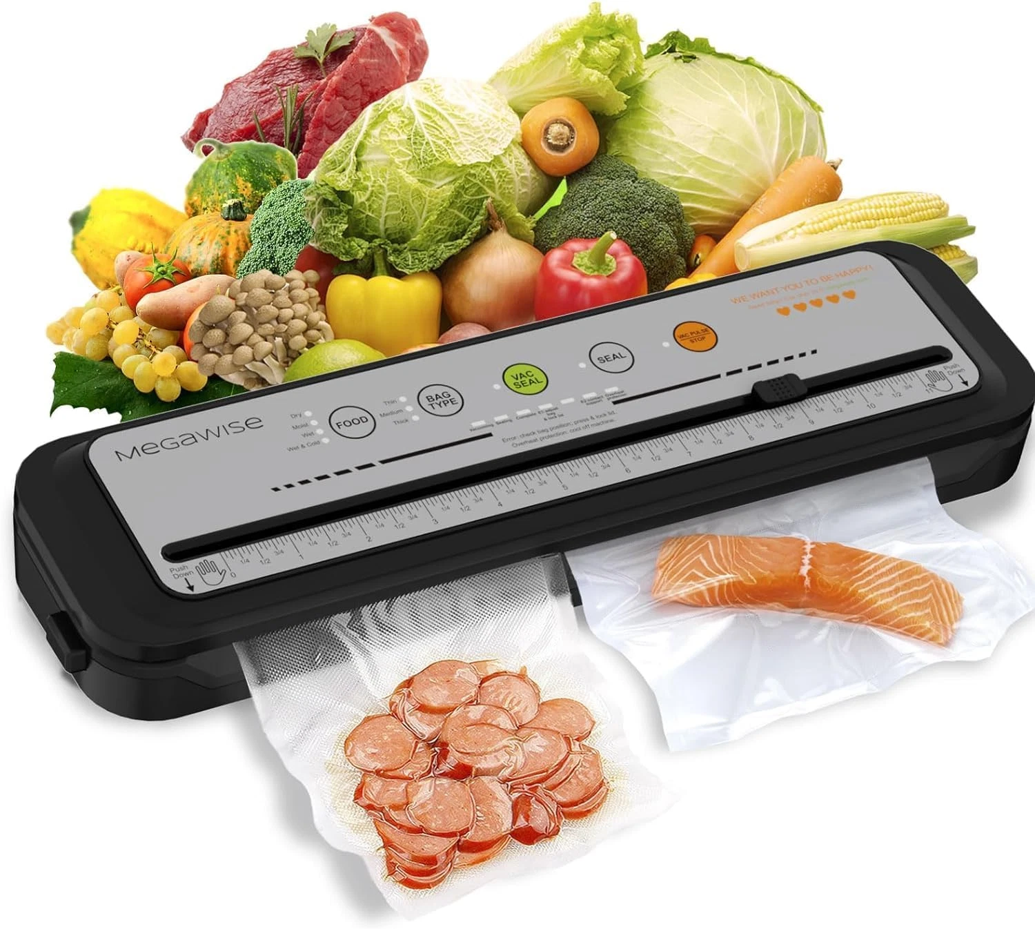 Vacuum Sealer Machine 2025 Compact One-Touch Dry Moist Wet Modes Grey