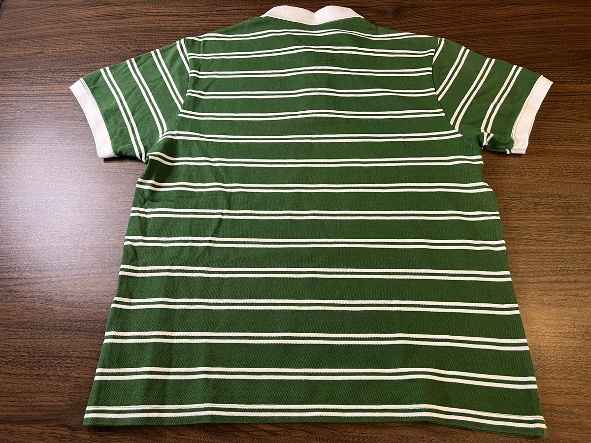 Magenta Skateboards Green White Stripe Short Sleeve Knit Polo