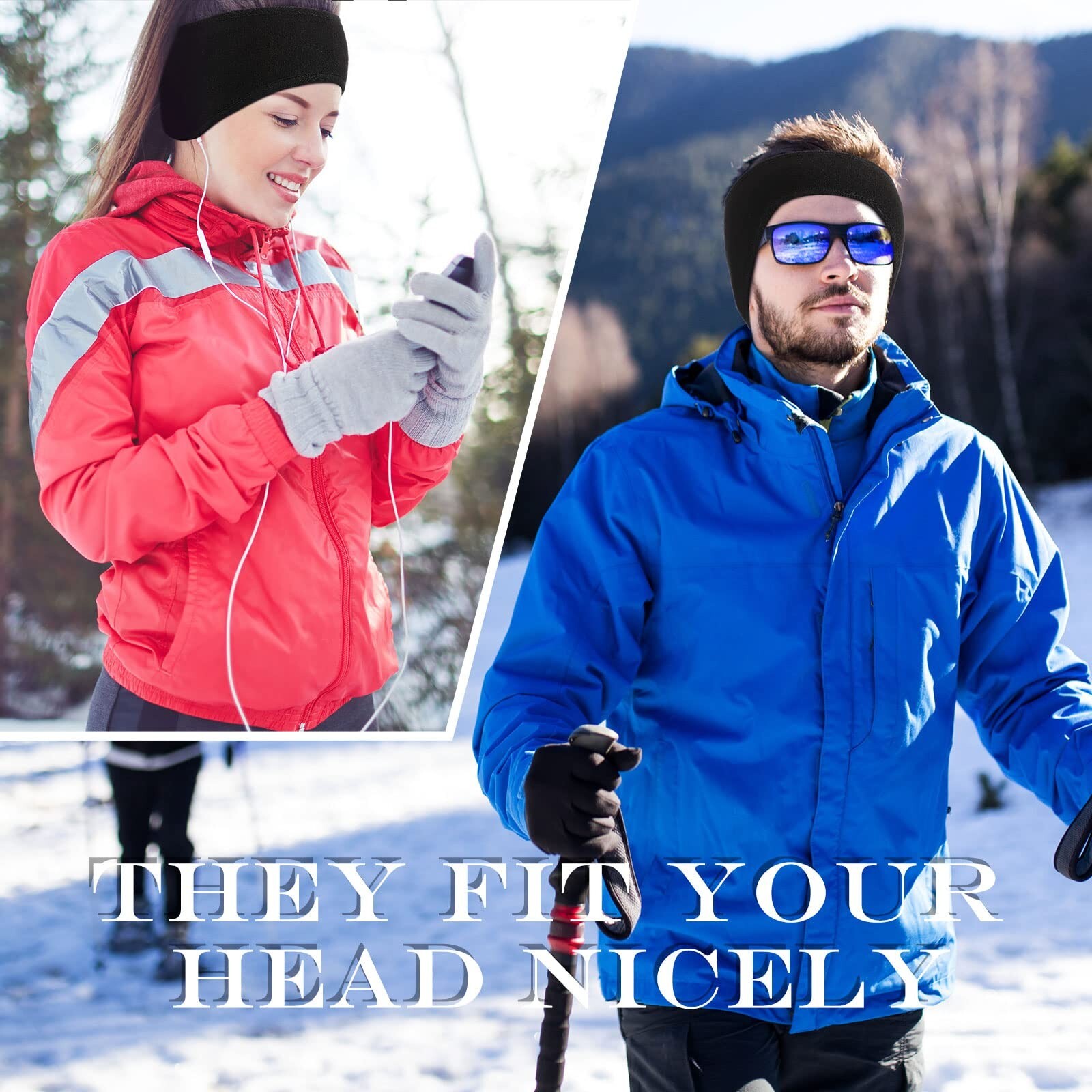 20 Pcs Headband Ear Warmer Polar Fleece Winter Ear Muffs Running Gear Black