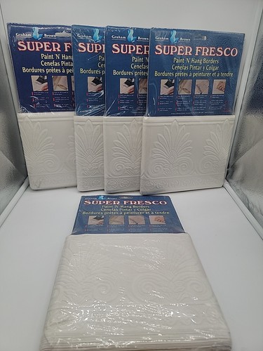 5 VTG NOS Super Fresco Paint Hang Border Gothic 6.9”x 5yds Graham Brown 93077
