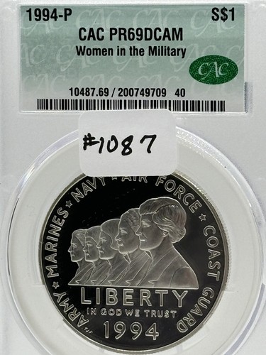 1994 P Women In The Military Memorial Commem Silver Dollar CAC PR69 #1087 - Picture 6 of 6