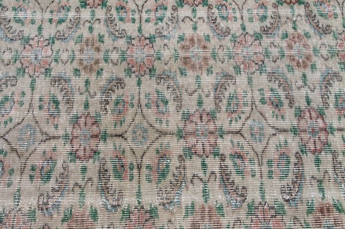 2x6 ft Handmade Floral Turkish Beige Green Low Pile Runner Rug Vintage Southwest - Picture 4 of 10