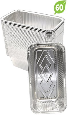 Fig & Leaf (60 Pack) Aluminum 2-LB Bread Loaf Pans 28 Gauge l 8.5'' x 4.5'' x 2.5''