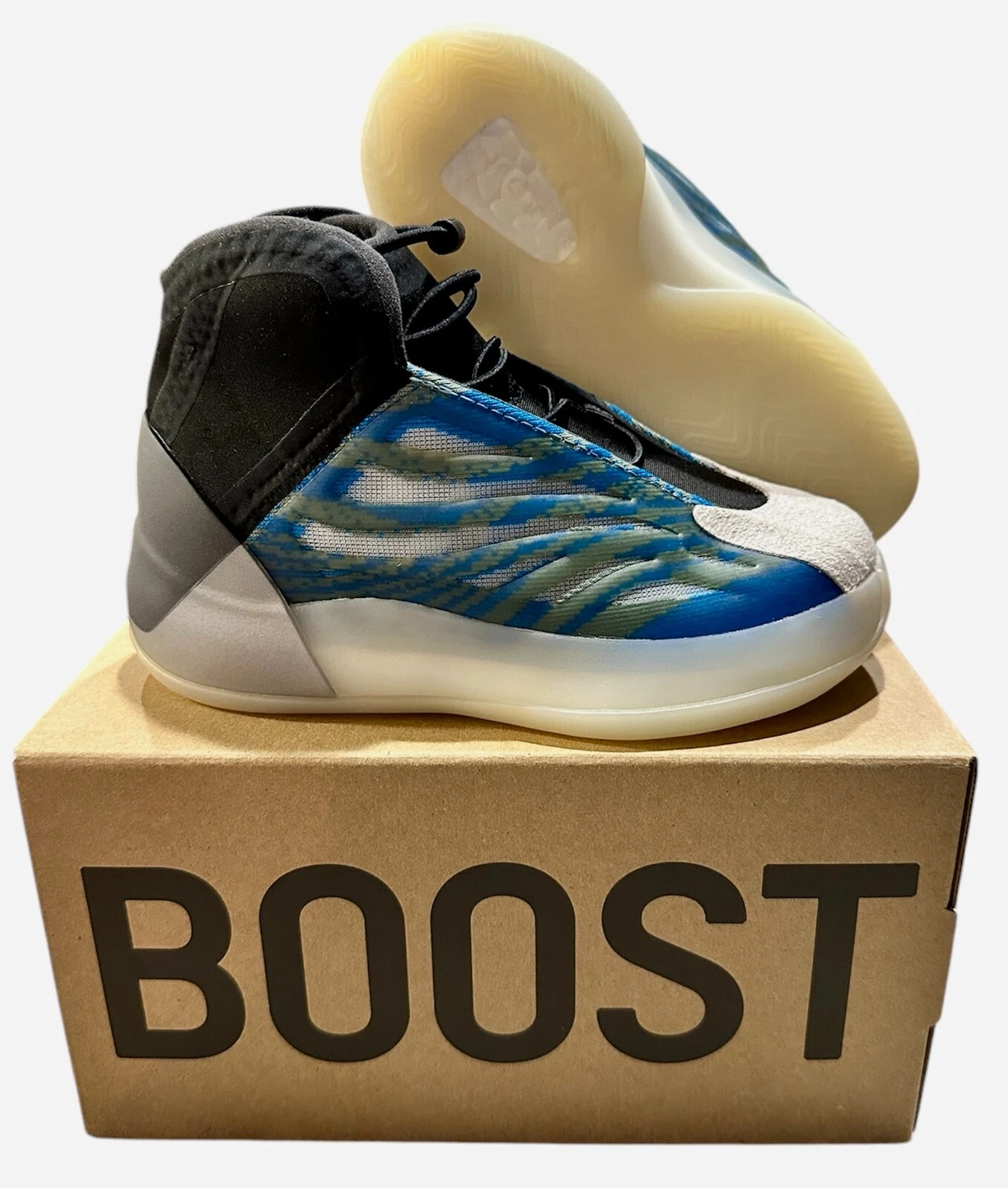 Scarpe da basket Adidas Yeezy QNTM Frozen blu taglia 10K GZ8870 bambino bambino