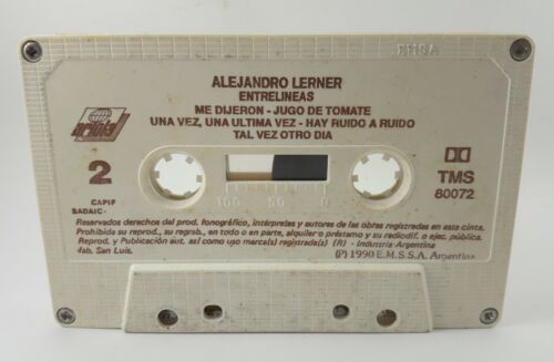 1990 Alejandro Lerner Entrelineas Cassette Argentina Rare Tape Rock Pop - Picture 4 of 8