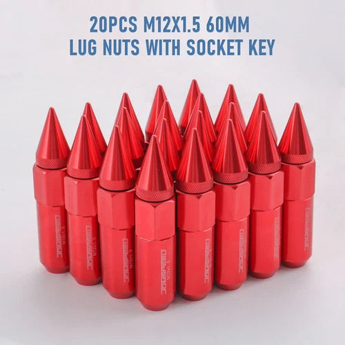 Cap Spiked Racing Wheel Lug Nuts 20PCS M12 x 1.5mm 60mm Arrow Style New - Picture 3 of 66