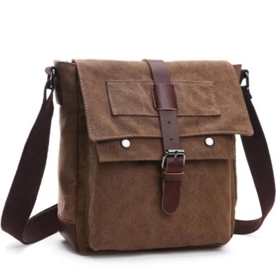 Herren Canvas Tasche Umhängetasche Reißverschluss Schulter Tasche Vintage