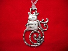 NEW Swirl Snowman Ornament w/Crystals, "Someone Special", from Ganz